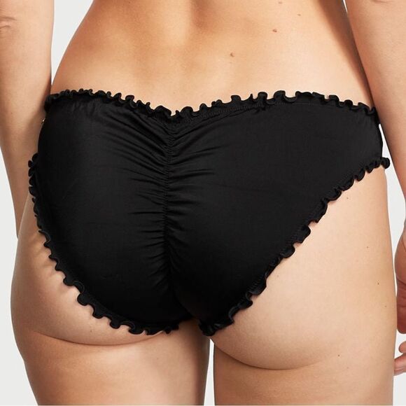 Victoria’s Secret Swim Capri Ruffle Cheeky Bikini Bottoms Black LAST ONE - Picture 3 of 4